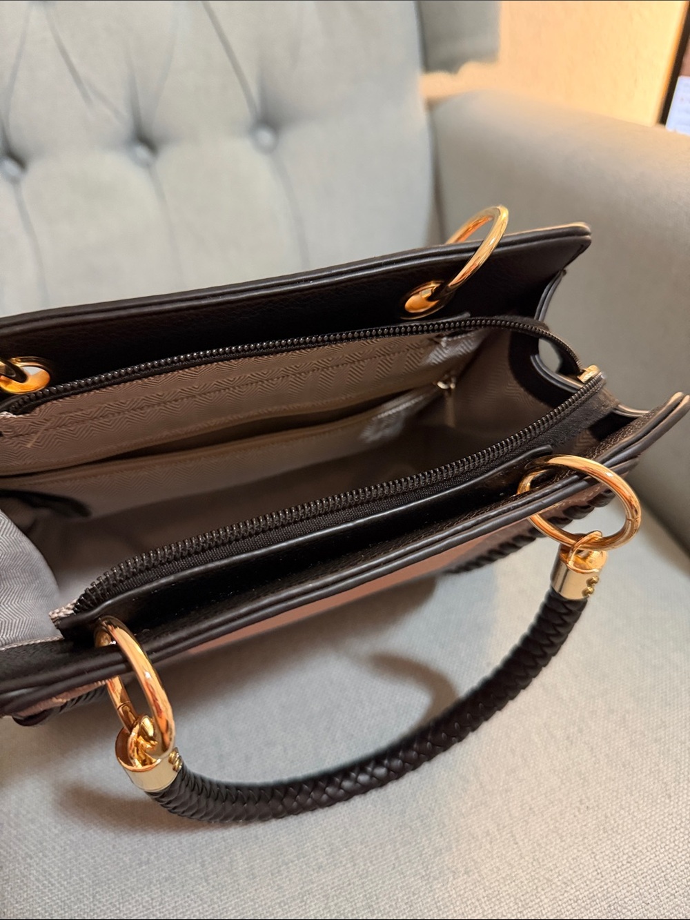 Classic Black Top-Handle Women’s Bag with Gold Hardware